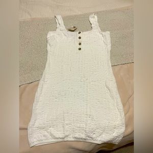 Free People NWT white mini stretch dress with buttons (large)
